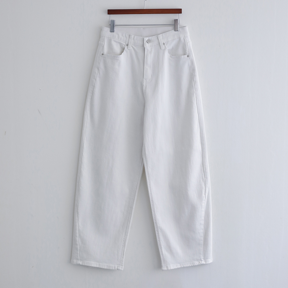 [흐르듯 슬림핏] 엘리든 히든밴딩 와이드 배기핏 일자핏 코튼 데님 팬츠 - 상세 이미지 5