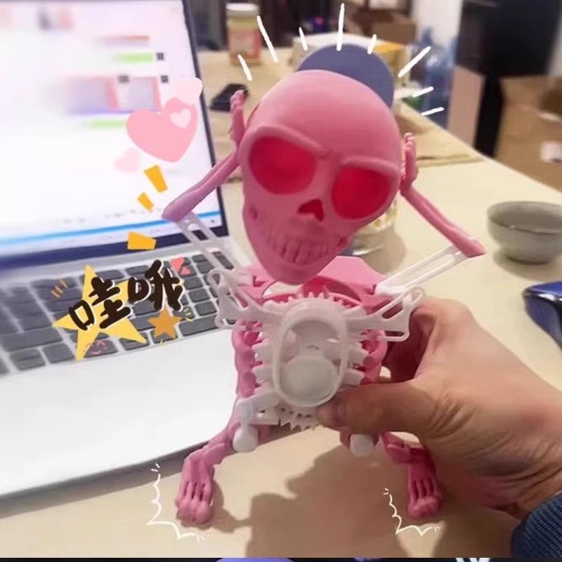 댄싱 춤추는 해골 3D 장난감 태엽 스켈레톤 스컬 댄스 핑크 - 상세 이미지 3