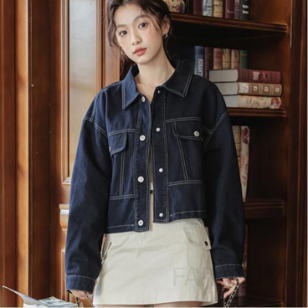 화이트 데코레이션 여성용 데님 재킷 다용도 캐주얼 스타일 가을 아우터 청자켓 오버핏 청자켓코디 데일리로 적합한 편안한 착용감 - 상세 이미지 2