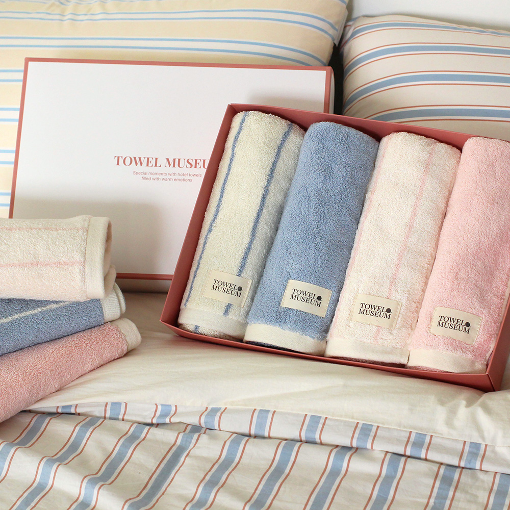 [단독] 소프트터치 40수 코마사 타올 선염 하프 미니멀 200g 호텔수건 세트 선물포장