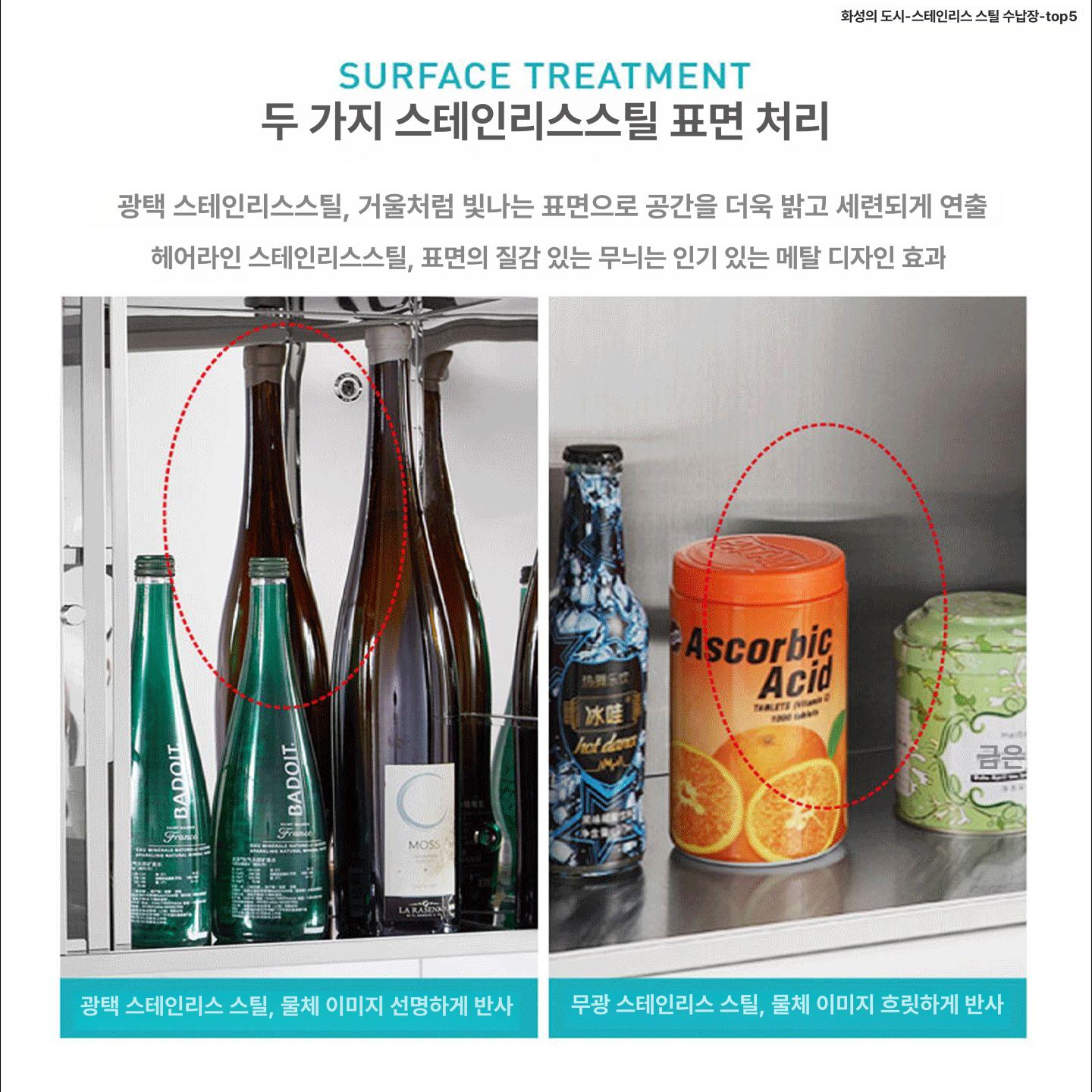 스테인레스 캐비닛 정리대 부엌 수납장 문 미닫이 헤어라인 B 600x400x140 1mm - 상세 이미지 4