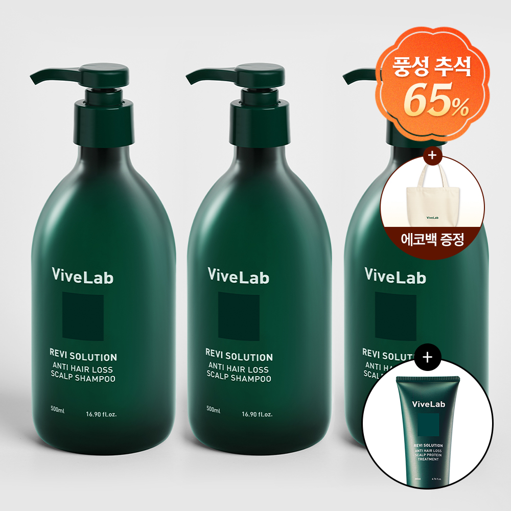 바이브랩 4주 솔루션 초록 탈모 샴푸 우디플로럴머스크, 500ml, 3개