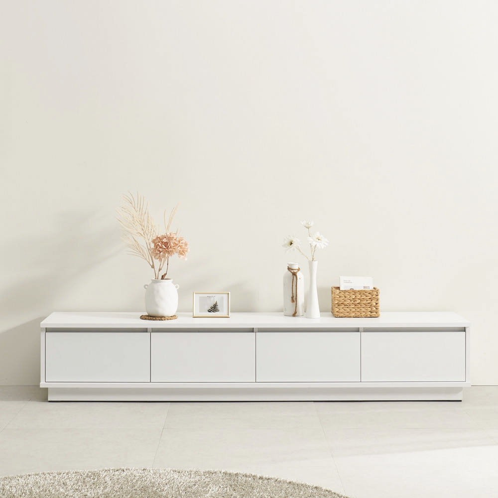 로아 85인치 75인치 tv다이서랍장 낮은 티비선반 거실장 1800x400x330mm, 화이트