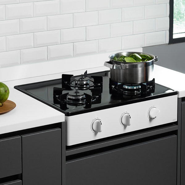 3구 가스렌지 과열방지센서 와이드 스탠드식 일반 가스레인지 화이트 LNG도시가스