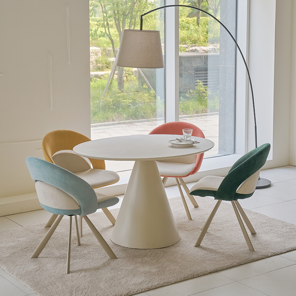 편한 인테리어 식탁 고급스러운 아쿠아텍스 방수 기능성 패브릭 디어 회전 의자