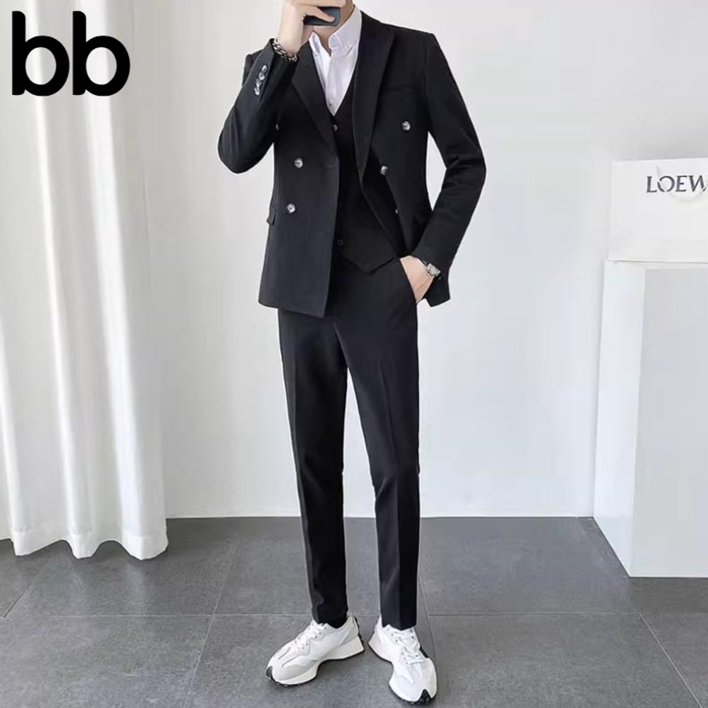 20대 남자 정장 남성 비즈니스 하객룩 스판 쓰리피스 여름 체크 가을 봄 수트 양복 라이트 그레이 M - 상세 이미지 2