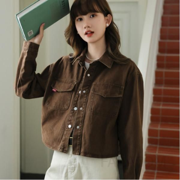 여성용 루즈핏 캐주얼 데님 셔츠 재킷 스타일 워싱 청남방 가을 데일리로 활용도 높은 포켓 장식 긴팔 탑 - 상세 이미지 2