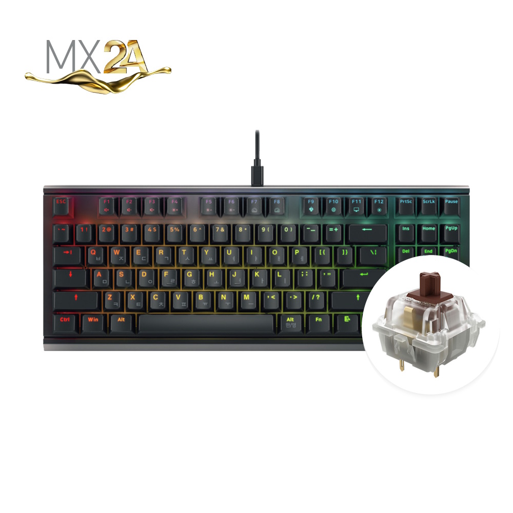 체리 MX 1.1 TKL RGB 기계식 키보드 사무용 텐키리스 블랙, 갈축 2A - 상품 이미지