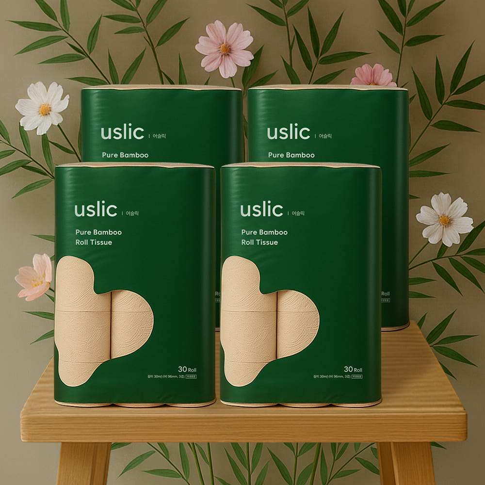 USLIC 어슬릭 대나무휴지 먼지없는 두루마리휴지 30m, 30롤, 4팩