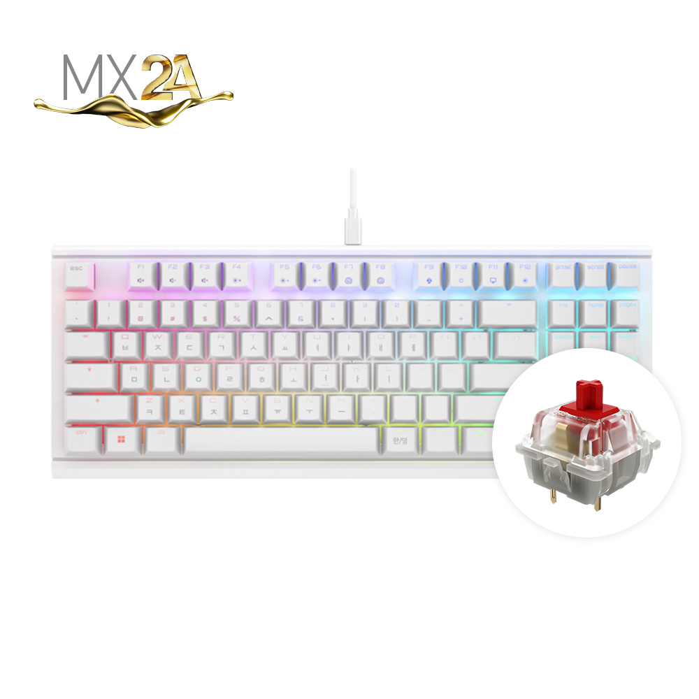체리 MX 1.1 TKL RGB 기계식 키보드 사무용 텐키리스 화이트, 적축 2A - 상품 이미지