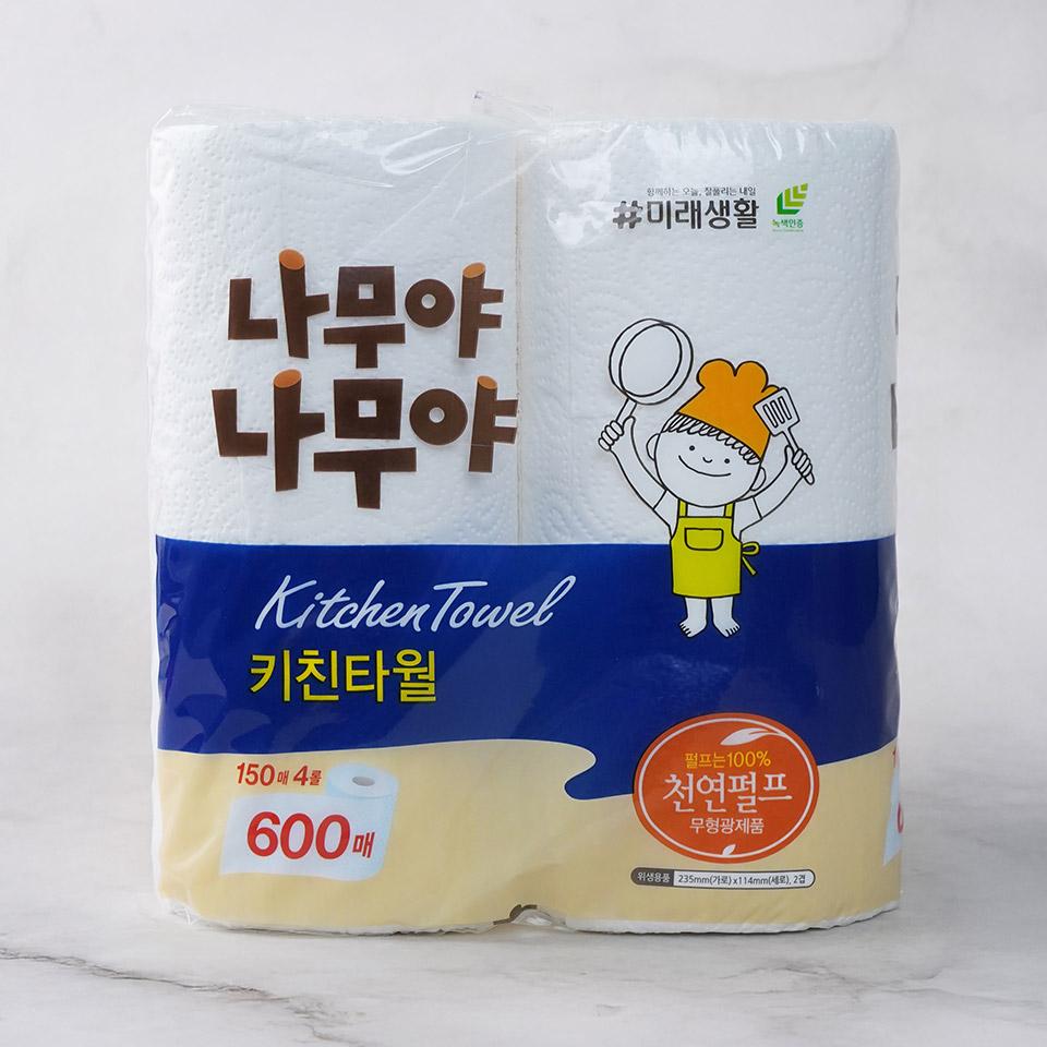 메가마트 미래생활 나무야나무야 키친타올 150매x4롤 - 메인 이미지