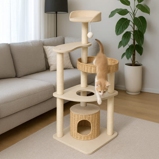 레토 프리미엄 캣타워 라탄 숨숨집