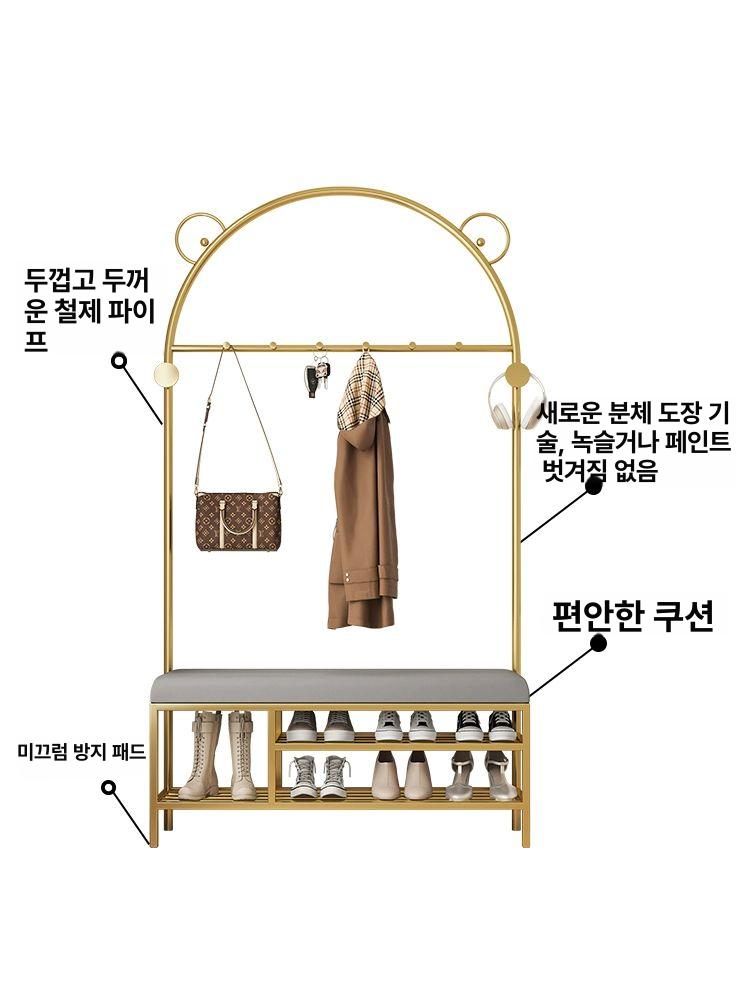 신발 벤치 현관 벤치형 행거 옷걸이 장의자 인테리어 사무실 선반 신발장의자 현관신발장 60cm 크림화이트 - 상세 이미지 4