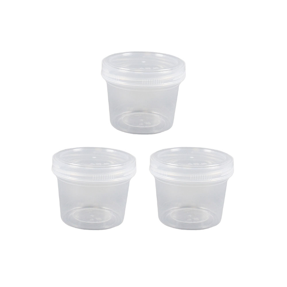 그릭 요거트 소분용기 투명 반찬통 슬라임통 원형 1종, 1호 300ml, 3세트 - 상품 이미지
