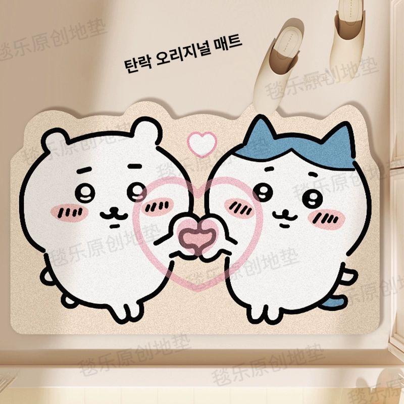 치이카와 욕실 매트 규조토 흡수 진흙 속건 우사기 하치와레 미끄럼 방지 먼작귀 - 상세 이미지 3
