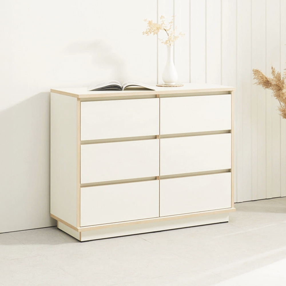 로아 아기옷 드레스룸 안방 옷방 폭좁은 와이드 서랍장 1000x400x790mm, 3단, 아이보리 - 메인 이미지
