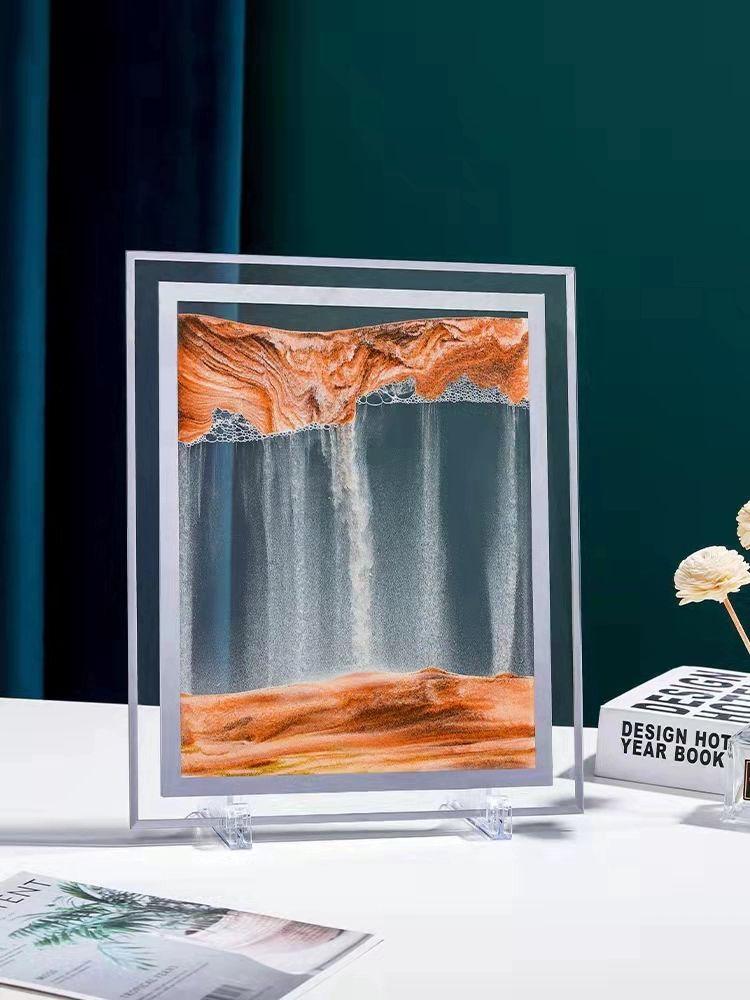 멍때리기 움직이는 무한동력 인테리어 장식품 샌드 진자운동 3D 입체 모래 그림 라지 블루 라운드 - 상세 이미지 5