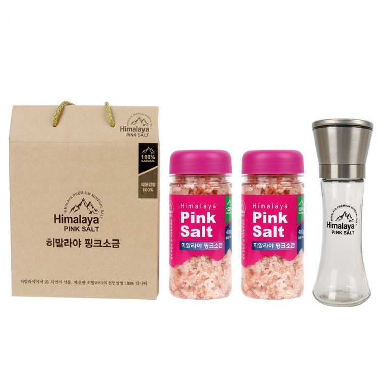 히말라야 핑크소금 선물세트 400g x 2개입 + 그라인더 - 상품 이미지