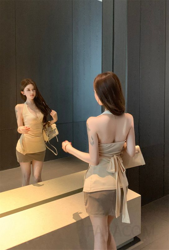 불규칙 플리츠 힙 스커트 여성 슬리밍 연출 탑 캐주얼룩 모던시크 스타일 편안한 착용감 좋은 시크한 디자인 - 상세 이미지 4
