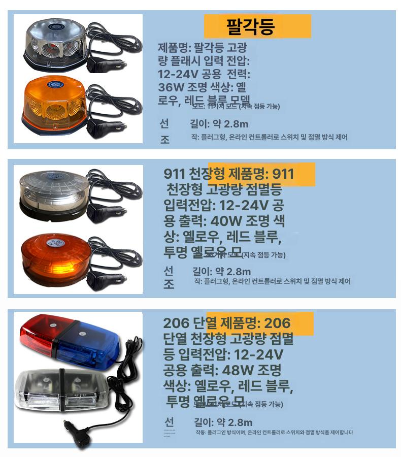 무선 리모컨 LED경광등 알람 플러그인 신호기 옐로우 플러그인 렉카 점화기 시가잭 원격 팔각형유선 레드블루 - 상세 이미지 5
