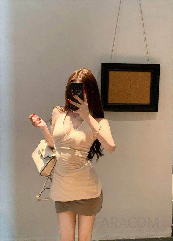 불규칙 플리츠 힙 스커트 여성 슬리밍 연출 탑 캐주얼룩 모던시크 스타일 편안한 착용감 좋은 시크한 디자인 - 상세 이미지 2