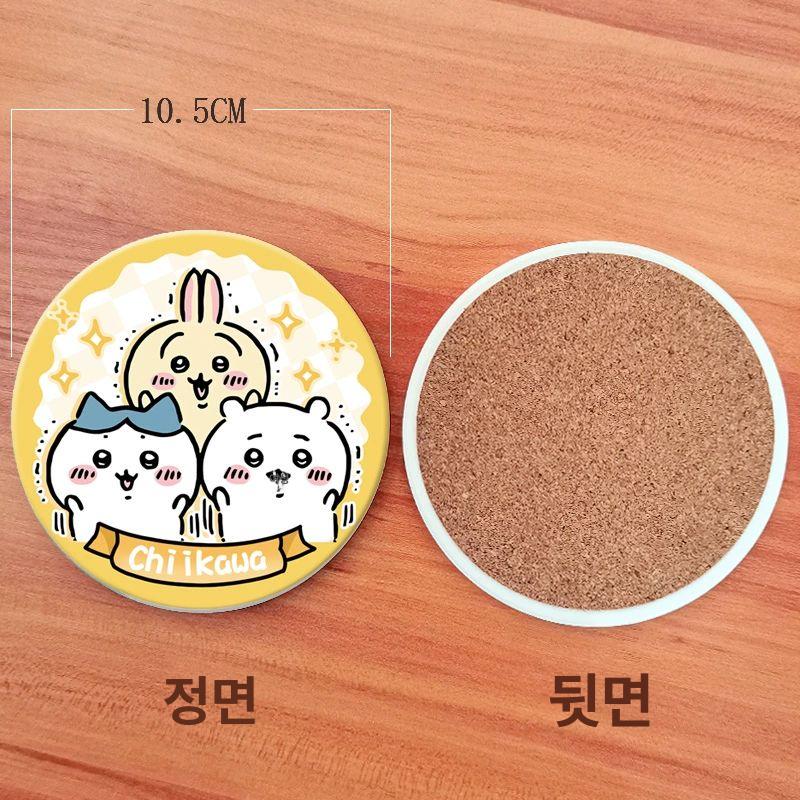 치이카와 코스터 미끄럼방지 세라믹 먼작귀 컵받침 단열매트 우사기 하치와레 - 상세 이미지 3