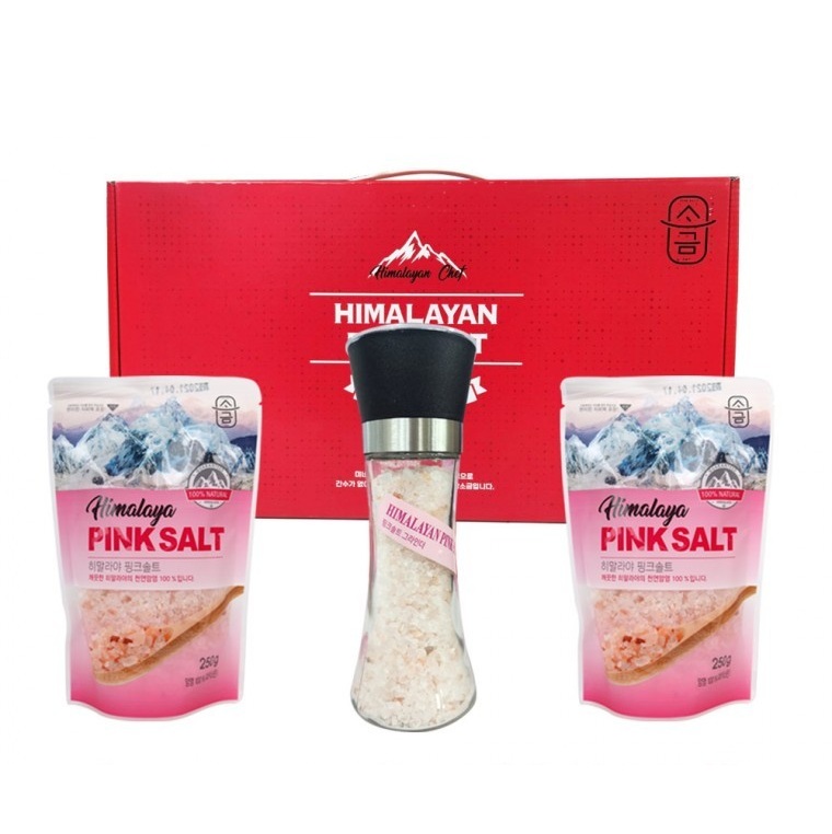 핑크소금 선물세트 4호 250g x2봉+그라인더 (소금 180g 포함) 핑크솔트 답례품 - 상품 이미지