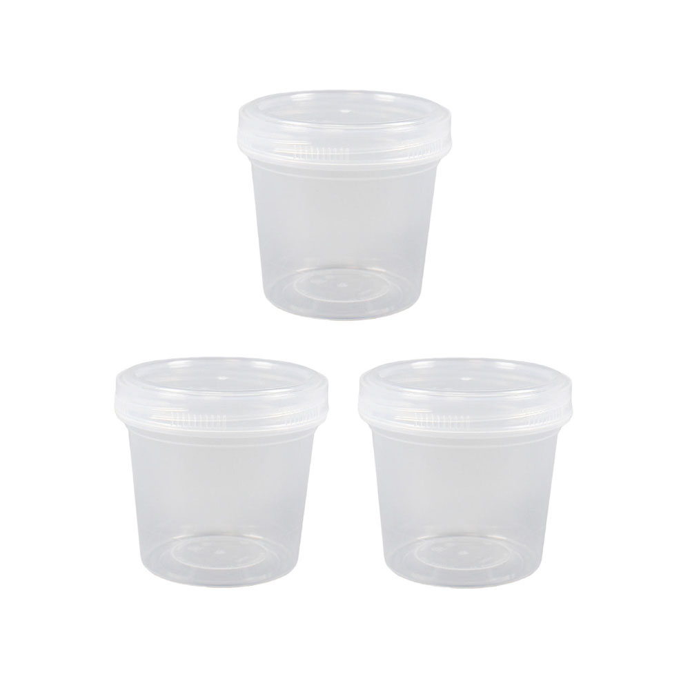 그릭 요거트 소분용기 투명 반찬통 슬라임통 원형 1종, 2호 350ml, 3세트