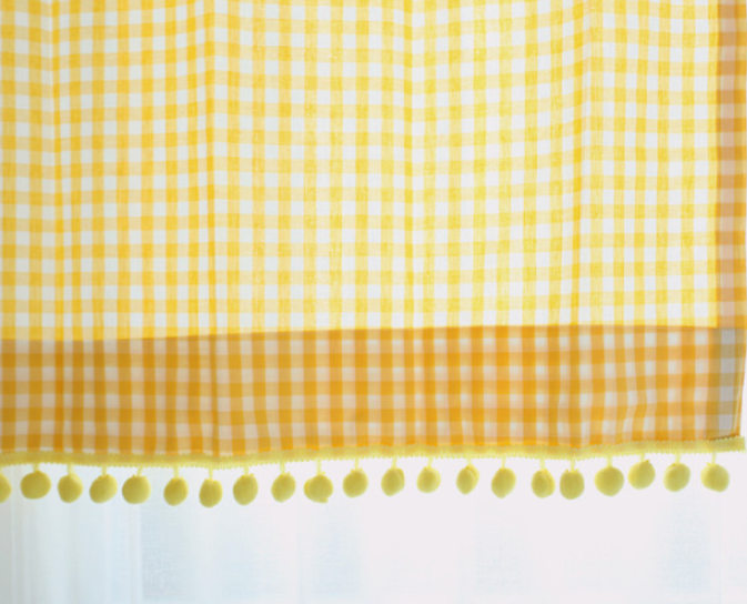 바이아미 메르시폼폼 체크 아이방 노랑 커튼 핀스타일 맞춤제작