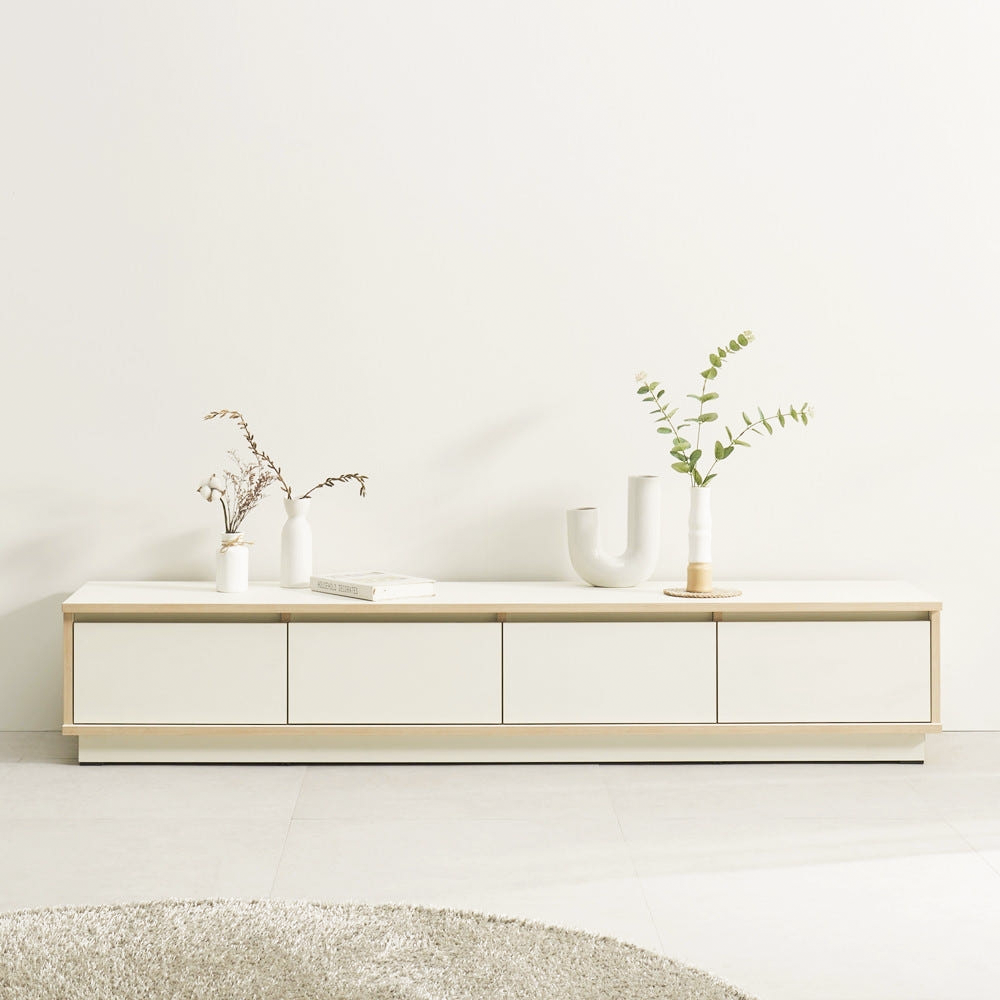 로아 85인치 75인치 tv다이서랍장 낮은 티비선반 거실장 1800x400x330mm, 아이보리