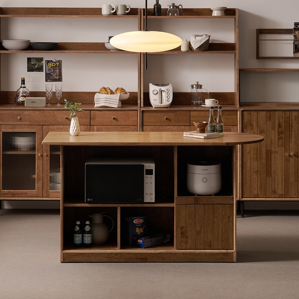 헤이즐 원목 주방수납장 아일랜드 식탁 테이블 홈바 수납장 1500 GM431C