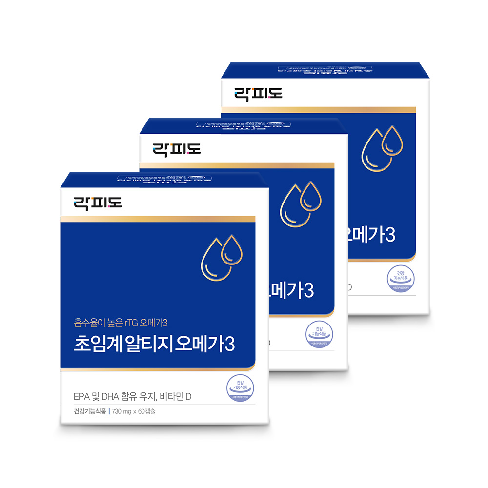 락피도 초임계 알티지 오메가3 · 비타민D 함유 60캡슐, 3개 - 상품 이미지