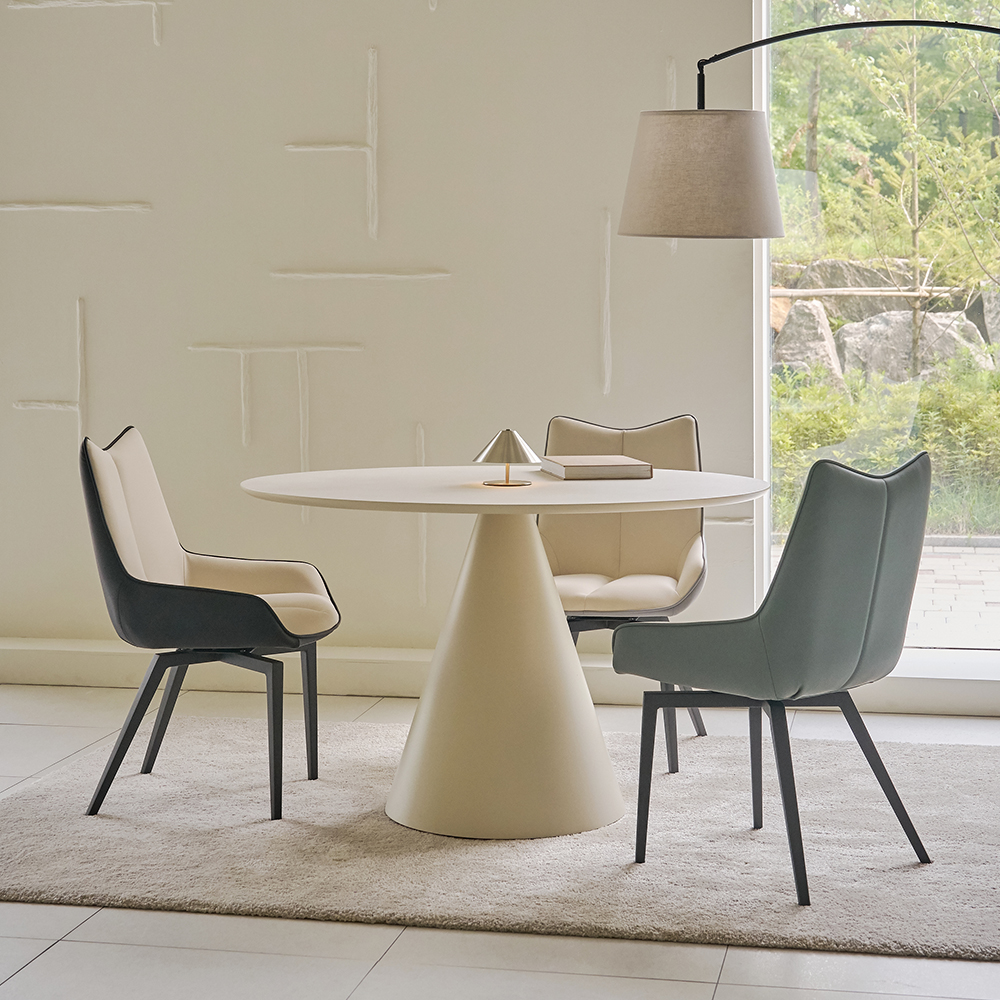 편한 인테리어 식탁 고급스러운 아쿠아텍스 방수 기능성 패브릭 디어 회전 의자