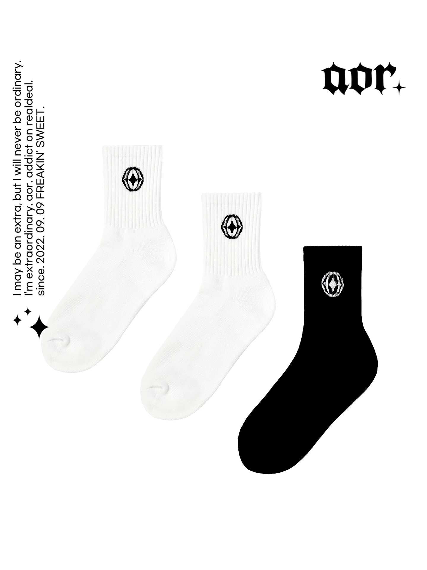 aor. 트레이닝 크루 삭스 화이트 3 팩 2TYPE 스포츠 러닝 양말 중목 에이오알닷 - 상세 이미지 2