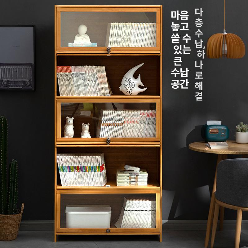 그릇장식장 주방 수납장 홈카페장 수입가구 틈새 선반장 찬장 부엌 진열장 팬트리장 투명 플립 도어 1단 60cm - 상세 이미지 3