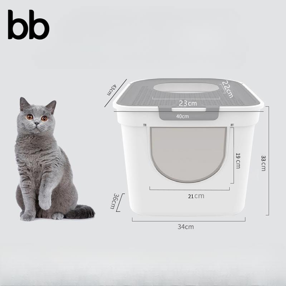 고양이 특대형 화장실 서랍형 애완동물 사막화방지 화장실 바스켓 원목화장실 변기 탑엔트리 젠틀맨그레이(L) - 상품 이미지