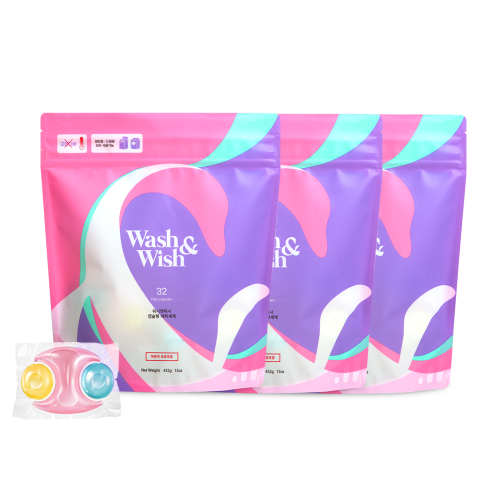 워시앤위시 향기 세탁 캡슐세제 드럼일반겸용 32개입 3팩