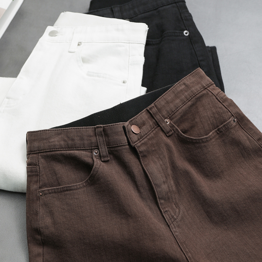 [흐르듯 슬림핏] 엘리든 히든밴딩 와이드 배기핏 일자핏 코튼 데님 팬츠 - 상세 이미지 3