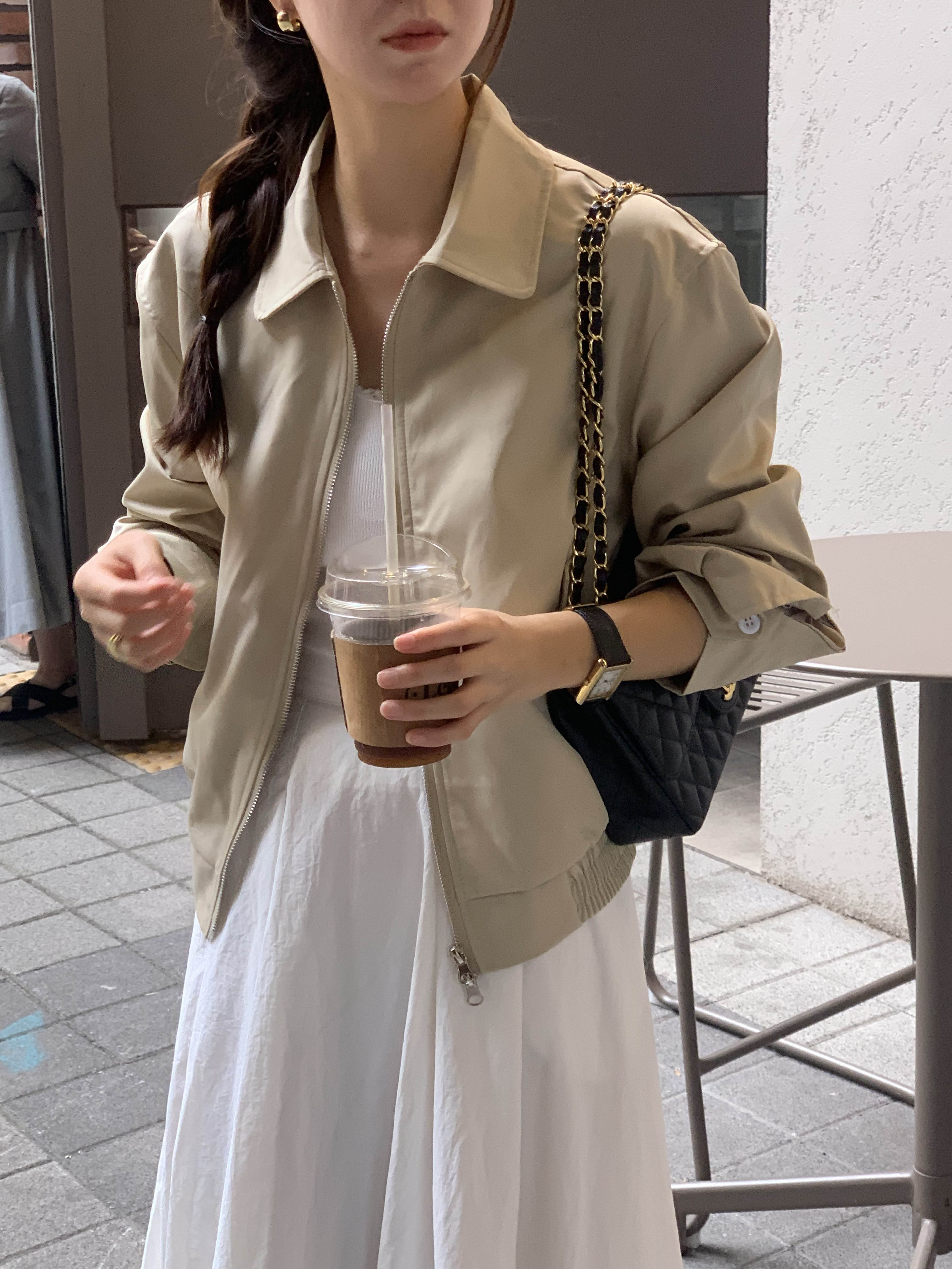 리메인 세미 크롭 가을 간절기 코튼 레이어드 여성 하객룩 블루종 자켓 (2color)