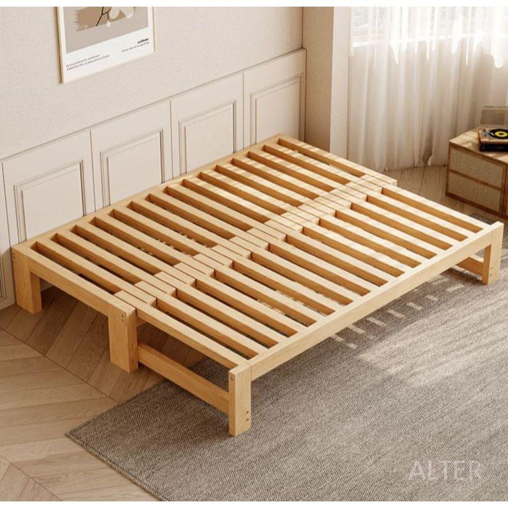 원목 평상 확장 폴딩 프레임 길이조절 매트리스 침대 180x(60-100cm) - 상세 이미지 3