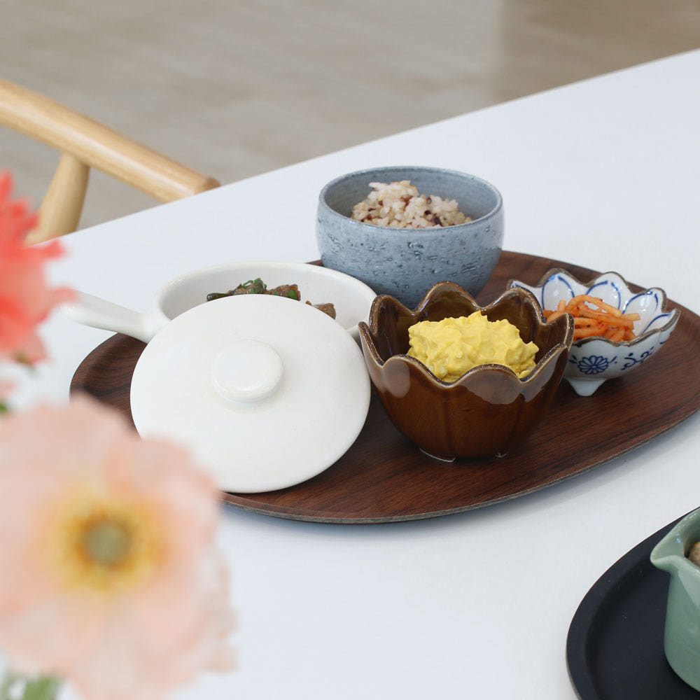 압축펄프 타원트레이 월넛 컬러