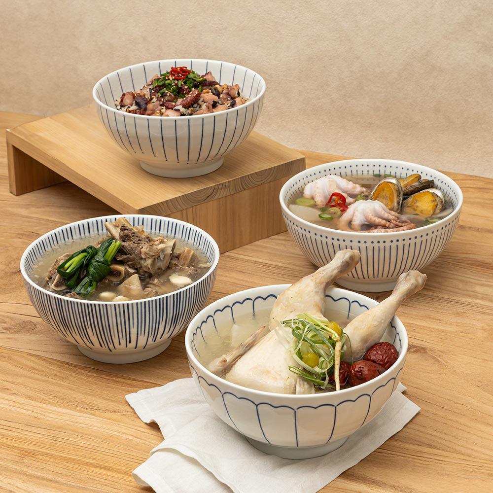 모루 일본풍 도자기 라면기 4P 세트 냉면그릇