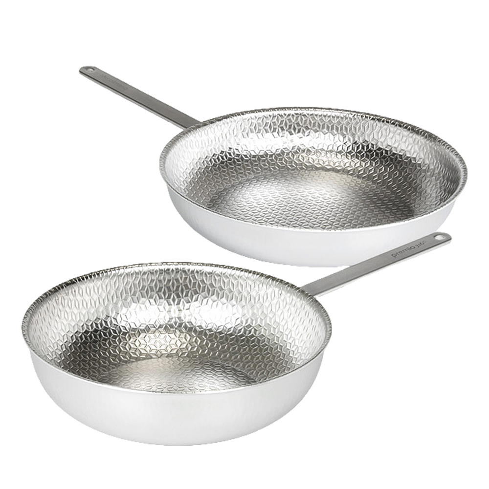 키친아트 스텐316 후라이팬 통5중 무연마제 인덕션 후라이팬28cm + 궁중팬26cm - 상품 이미지