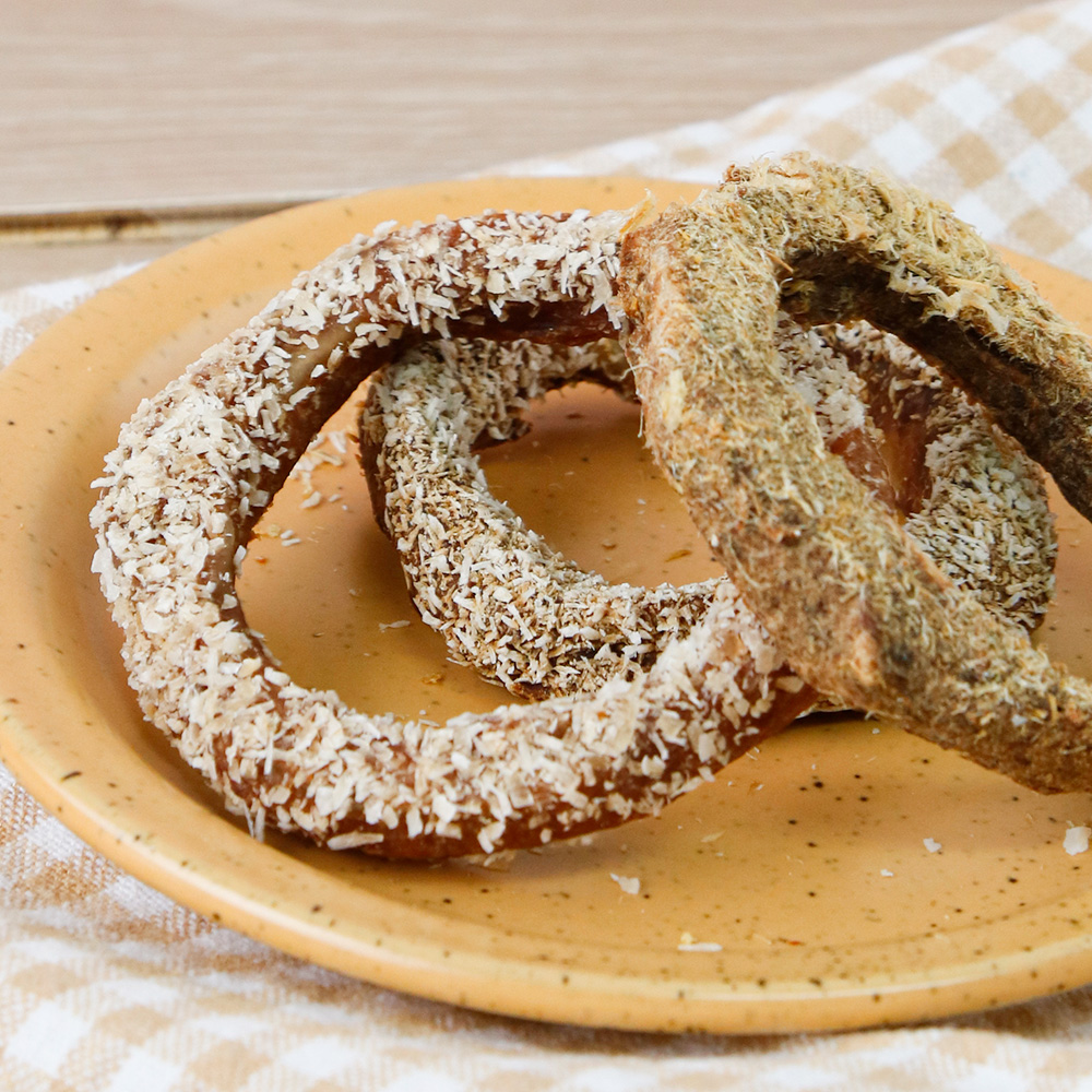 주베베 오래먹는 개껌 강아지껌 애견간식 강아지치석제거 도나쓰 (S) 고기도나쓰 닭 황태, 15g, 1개 이미지 3