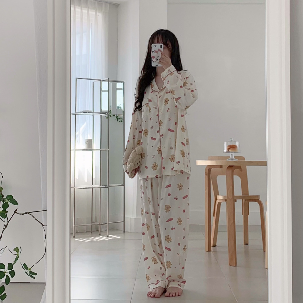 캡내장잠옷 곰돌이잠옷 파자마파티 노브라 수유 홈웨어 세트 이미지 7