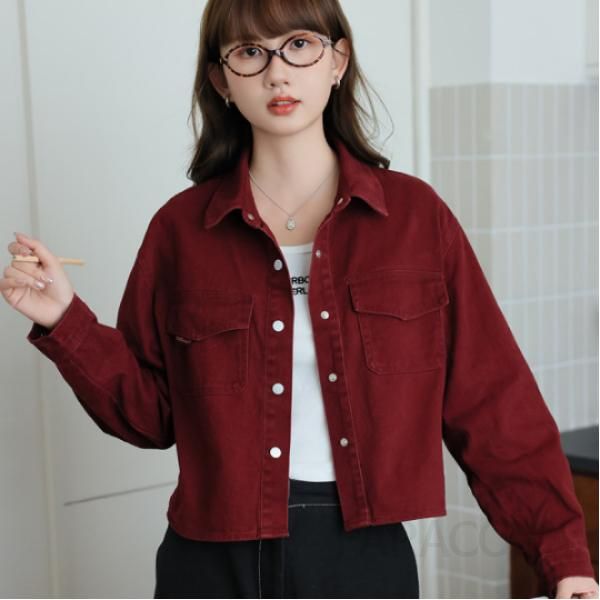 여성용 루즈핏 캐주얼 데님 셔츠 재킷 스타일 워싱 청남방 가을 데일리로 활용도 높은 포켓 장식 긴팔 탑 - 상품 이미지