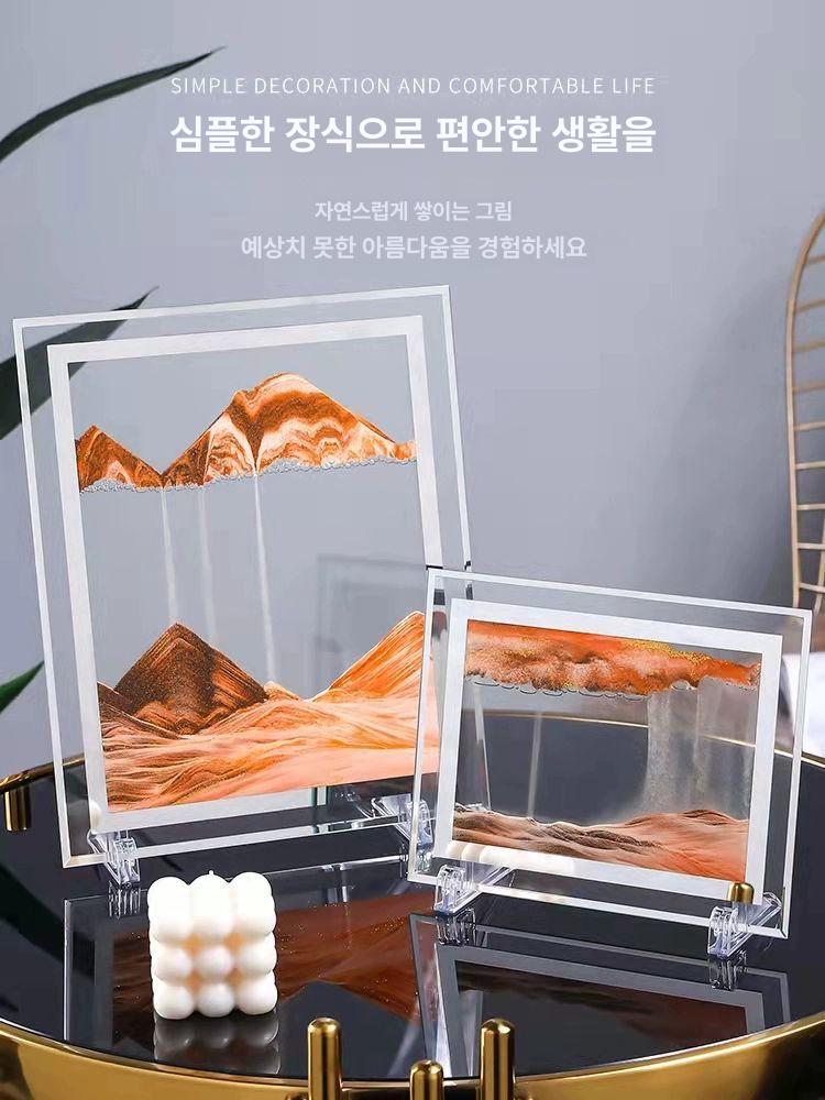멍때리기 움직이는 무한동력 인테리어 장식품 샌드 진자운동 3D 입체 모래 그림 라지 블루 라운드 - 상세 이미지 3