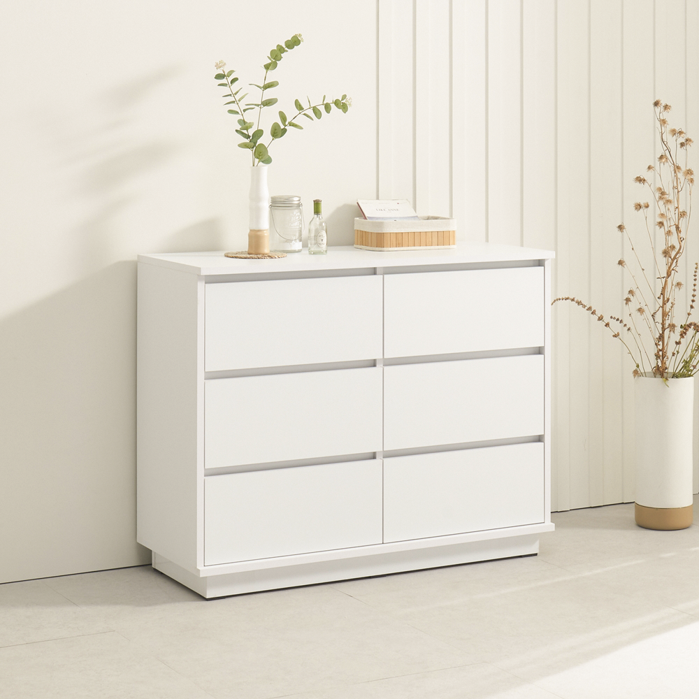 로아 아기옷 드레스룸 안방 옷방 폭좁은 와이드 서랍장 1000x400x790mm, 3단, 화이트 - 메인 이미지