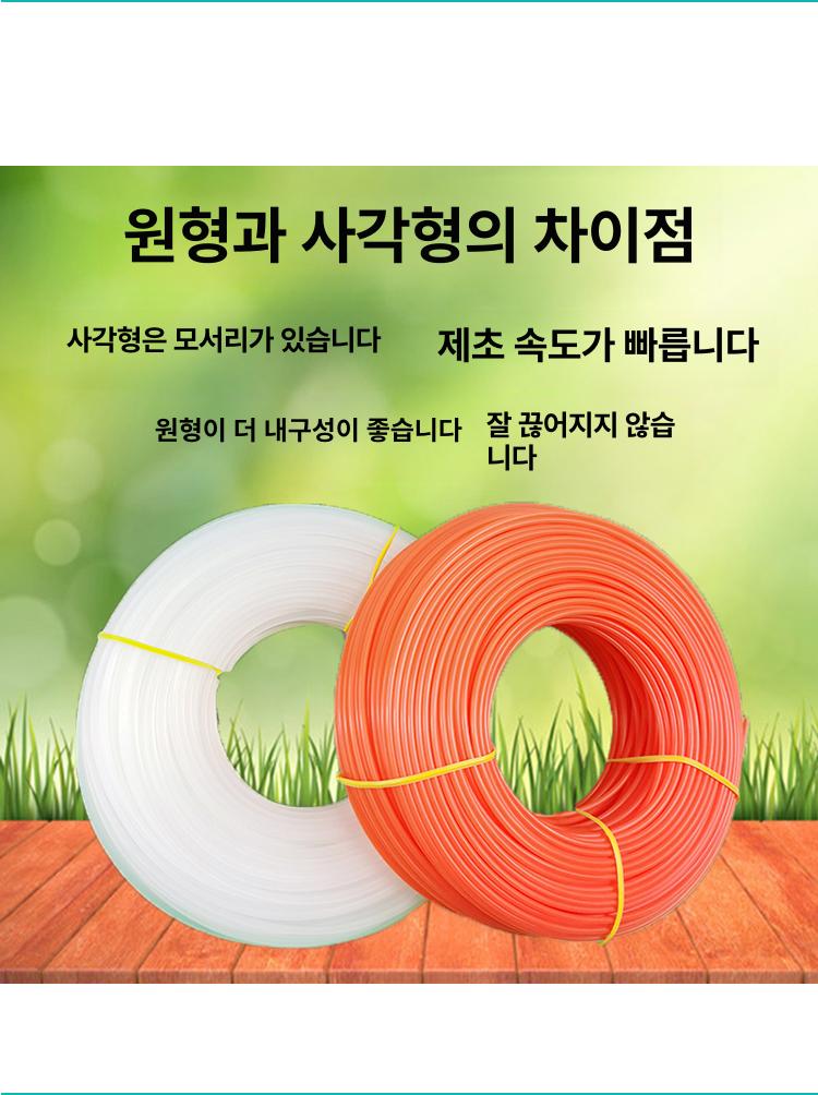 와이어제초기 예초기어깨끈 예초기줄날 나선형 로프 강철 와이어 나일론커터 잔디 예초기날 고강도 2.7mm 나선형 로프 랜덤 - 상세 이미지 4