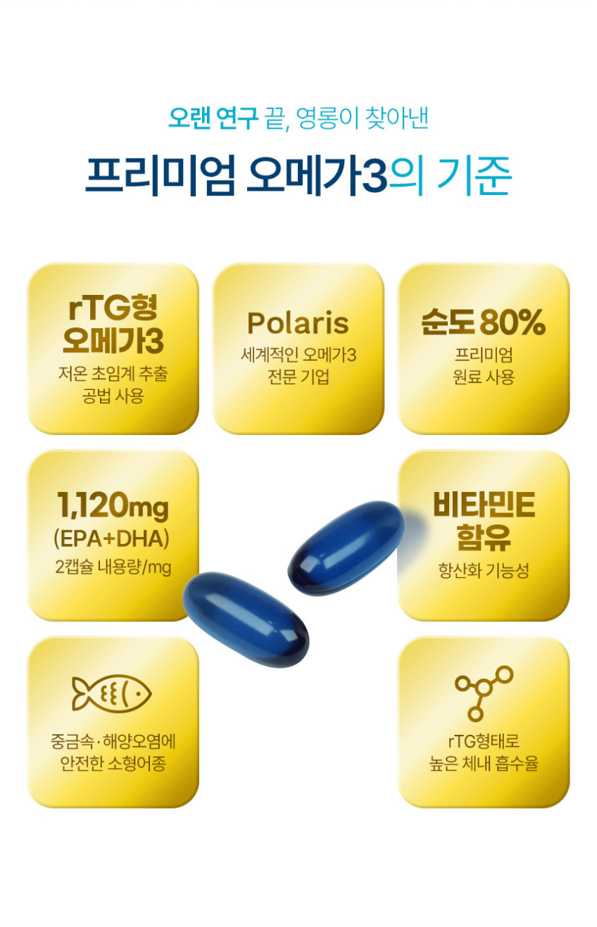 영롱 아쿠아 글로우 오메가3/임산부 임신준비 블루 스피루리나 초임계 효능 60캡슐, 4개 판매처 상세 정보 이미지 4